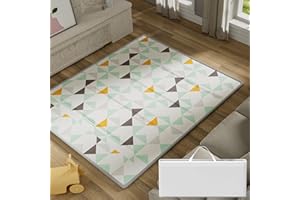 Uanlauo Tappeto pieghevole per bambini,150x180x1cm Tappeto Gattonamento,Impermeabile Tappeto per Bambini，Neonati Reversibile e Non Tossico Tappeti Bambini Gioco con Borsa di Trasporto