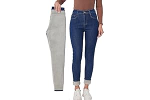 Fakanhui Jeans da donna foderati in pile invernali termici jeans skinny caldi jeans