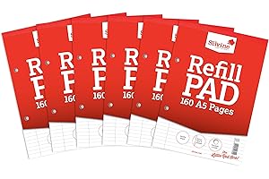 Silvine Refill Pad A5 Punched 2-Hole Head Bound 80 Leaf Ruled Feint and Margin A5RPFM-T