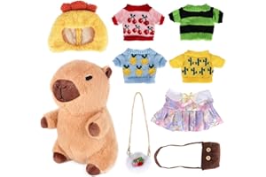 KQWVZ Peluche Capybara, 23cm Capybara Peluche, Juguete de Peluche Capybara, Lindo Animal de Peluche de Capibara con Trajes, Almohada de Peluche de Carpincho (Peluche Capybara-C)