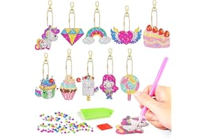 RYMALL Diamond Painting Kinder Schlüsselanhänger Basteln Mädchen 3-10 Jahre 5D DIY Diamant Painting Bilder Kinder mädchen 10 Stücke Diamond Painting Sticker,Einhorn Geschenke Für Mädchen