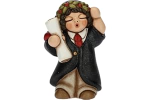 THUN - Soprammobile Bimbo con Corona Laurea - Bomboniere Laurea per Lui - Linea Cerimonia - Formato Piccolo - Ceramica - 4,8 x 3,5 x 7 h cm