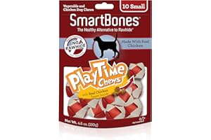 SMARTBONES Smartbone PlayTime Chews, Rawhide Free Dog Chews, Treats for Dogs Made With Real Chicken, 10 Count Small