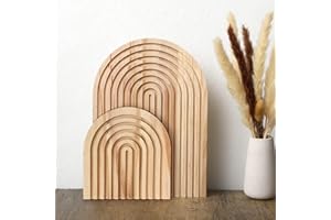 Johiux 2 Stück Boho Deko Regenbogen Holzbrett,Holz Deko für Schlafzimmer Deko,Wohnzimmer Deko,Büro Deko,Servierbrett Dekoration für Küche,Boho Deko Herbst