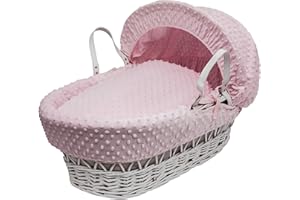 ELEGANT BABY Pink Dimple Moses Basket Bedding Set Dressing Cover and Hood only with Padded Liner (Basket & Fittings not Included)