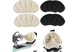 SIKEYDELS 4 paia Cuscini per Tallone, Autoadesivo Heel Liners comode per scarpe antiscivolo fodera, Protezioni del Tallone, Prevenire le Vesciche per la cura dei piedi, Nero & Beige