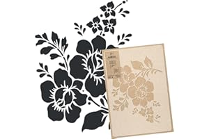 NAKLEO Pochoir de Fleurs pour Peinture Murale Grand Format 43x64cm, Modèle en Plastique et Réutilisable, Fleur Floral Plante, DIY Bricolage Artisanat Décoration a Peindre, Bois Tissu Mueble
