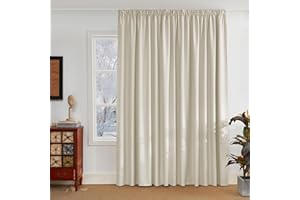 PONY DANCE Cortina Opaca Termica Aislante Frio y Calor Cortinas Salon Modernas 1 Pieza Cortinas para Ventanas Grandes Cortinas Blackout Cortinas 3 Metros, 300x245 CM, Beige Claro