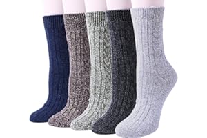 CHALIER FINERY 5 pares de mujeres de lana en clima frío cálido cálido y grueso equipo Casual invierno lana calcetines