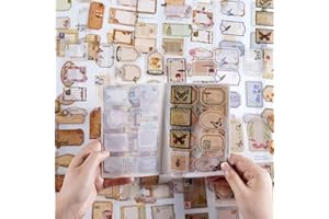 SHANFAA 20 Sheets (135PCS) PET Transparent Stickers Book,Vintage Scrapbook Decorative Stickers Book,Aesthetic Waterproof Stickers Scrapbooking Supplies, for Journaling Albums Planner Crafter Gifts