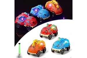 Save Unicorn Tracks Cars Replacement only, Toy Cars for Dino Tracks Glow in The Dark, Accessories with 3 LED Lights Up, Compatible with Most Car Tracks for Kids Boys and Girls(3pack)