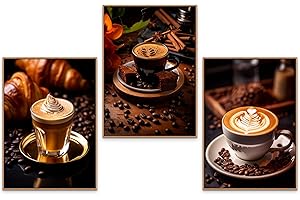 GrowArt - lot de 3 affiches avec des tasses à café au format A3 sans cadre | impression photo de haute qualité | décoration pour les amateurs de café | motifs disponibles uniquement chez nous |