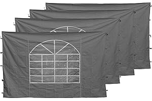 QUICK STAR 4 Seitenteile mit PVC Fenster 300x193cm für Pavillon Sahara 3x3m Seitenwand Grau