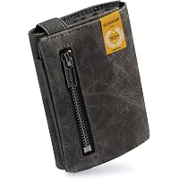 Slim Wallet DORERO In Pelle Originale, Portafoglio Sottile Uomo E Donna Con Protezione RFID, Portamonete E 11 Scomparti Per Carte, Nero Classico, 10x7 Cm - 3