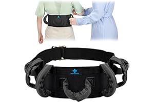 NIdreamCE Cinturón de Transferencia Personas Mayores，Transferencia Antideslizante con 7 Asas，Ayuda para Levantar Personas con Movilidad Reducida (Negro)