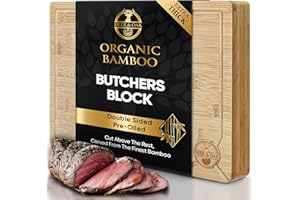 Deer & Oak Premium Bamboo Butcher's Block - Extra Large Chopping Board 40 x 30 x 4cm Extra Thick, Wooden Cutting Board for Kitchen, Heavy Duty Meat Chopping Board