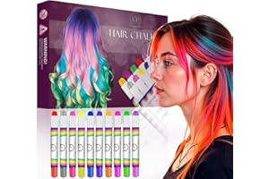 Creativity Point Hair Chalk Gift for Girls & Kids - 10 Pens Temporary Non-Toxic Easy Washable Hair Dye Colorful, Pens, Gift Birthday Party Girls