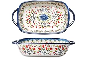 PORFOYO Plat Four Céramique Rectangulaire, 23,5 x 13,5 cm, Bleu, Pour Lasagnes, Tiramisu, Gratin, Passe au Four, Micro-ondes, Lave-vaisselle