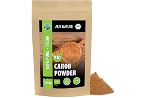 Alpi Nature Organic Carob Powder 1kg 2.2 lb, Dried and Ground Carob Pods, Natural Sweetener for Baking