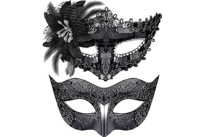Goenb 2 Stück Venezianische Maske Damen Herren, Maskenball Maske Damen Herren Venezianischen Maske Augenmaske Sexy für Karneval Halloween Cosplay