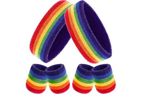 Bememo 6 delar svettbandsset, innehåller 2 delar sportpannband och 4 delar armband svettband bomull svettband set för män och kvinnor
