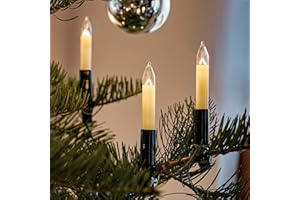Hellum guirlande sapin, made in Germany, guirlande à clip, 30 lampes, longueur 20,3 m, câble vert, blanc chaud, intérieur, prise séparable, sans LED <59 lm 803006
