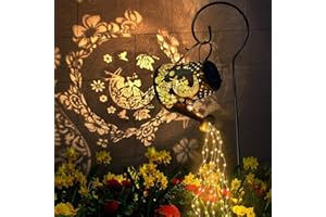 TAOYIO Solar Gartendeko Gießkannen Lichter - Solarleuchten Outdoor-Gartenornamente Wasserdichte große Gartenstatuen Retro-Kupferdekorationen für die Heimterrasse mit 35 "Hirtenhaken