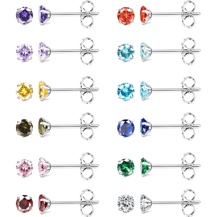 Clous D'oreilles 5mm Luminescents En Acier Inoxydable - Hypoallergénique, Sans Nickel - Fabriqué Main En Italie