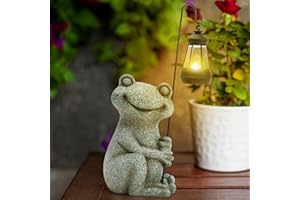 Cuteefun Rana Solar Jardín Estatua Ornamento al Aire Libre, Figuras de Animales de Jardín con Luz Solar, Resistente a la Intemperie Durable para Yard Lawn, Regalos de Cumpleaños para Mujeres