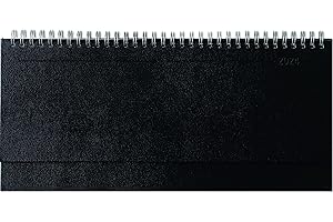 ‎ALPHA EDITION Tisch-Querkalender Balacron schwarz 2024 - Büro-Planer 29,7x13,5 cm - mit Registerschnitt - Tisch-Kalender - verlängerte Rückwand - 1 Woche 2 Seiten