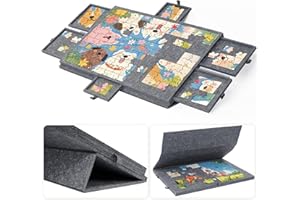 NISORPA Tilting Jigsaw Puzzle Board,Lightweight Felt Puzzle Table with 6 Sorting Drawers,1000 Pieces Portable Jigsaw Mat Plateau with Adjustable Stand and Protective Cover (1000 Pieces)