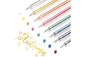 SMOOTHERPRO Metallic Gel Pens | Pack of 8 | Glitter Colored Pen | for Coloring Books Cards Journaling Crafting Drawing Writing (SC623-8) | 1.0mm Tip | 8 Colours