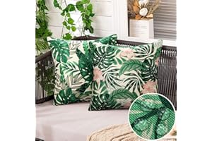 DECORMOMMT Funda Cojin 40x40 CM Exterior Impermeable Fundas Cojines Flor Colorida Fundas de Cojines Hojas de Monstera Decorativo Verano Sofa Moderno Lino por Salon Jardín Sofá Cojines Decoración 2 Piezas