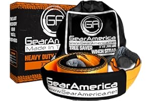 GA GEARAMERICA GearAmerica Baum Saver Winch StrapHeavy Duty(17,5 Tonnen) Stärke Off-Road Abschlepp- und Bergungsseil für Jeep oder LKW Verstärkte Loops+Verstellbare Ärmel+Free Aufbewahrungstasche 3" x 8' Orange