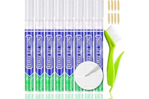 K KOOLPUG KOOLPUG Grout Pen White with Tile Grout Cleaner Brush, 8 pcs Tile Grout Whiteners, Anti Mould Grout Reviver Pen, Sealant Pen, Grouting Pen for Restoring Bathroom and Kitchens (White)