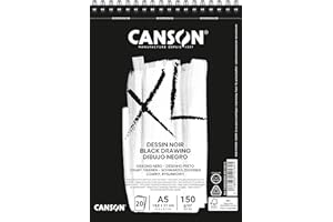 ‎CANSON CANSON XL Dessin Noir, Schwarzer Zeichenblock, DIN A5, 20 Blatt, 150 g/m²