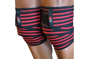 MuscleForge Rodilleras Gym – Juego de 2 Bandas Elásticas de Rodilla con cierre de gancho y bucle para Sentadillas, Deadlifts, Musculación y Powerlifting – Rodilleras Gimnasio – Soporte de Rodillas
