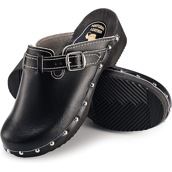 Sabots Cuir ESTRO CDL07 - Semelle Bois Orthopédique, Antidérapante