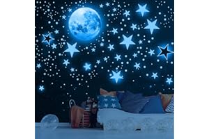 TARKLANDA 1175 PCS Pegatinas Pared Decorativas Luminoso Pegatinas de Pared Luna Estrellas Fluorescente Decoración de Pared Dormitorio de Niños, DIY Decoración de la Habitación Para Chico Niña Bebé Infantiles