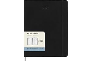 Moleskine månadsplanerare 2027, mjukt omslag 12 månaders dagbok med elastisk stängning, XL 19 x 25 cm