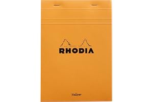 RHODIA, 16260C, Cuaderno Grapado, N°16 Naranja, A5, Cuadrados Pequeños, 80 Hojas Extraíbles, Papel Clairefontaine ahuesado 80gr, Cartón Recubierto Suave y resistente, Naranja