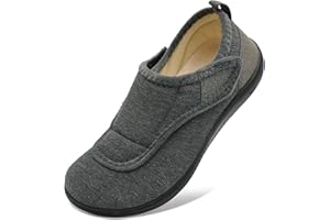 JOINFREE Men's Slippers Wide Fit Adjustable Comfortable House Shoes with Back Heel, Zero-Drop Non-Slip Slippers for Swollen Feet, Sensitive Feet, Indoor Outdoor Walking