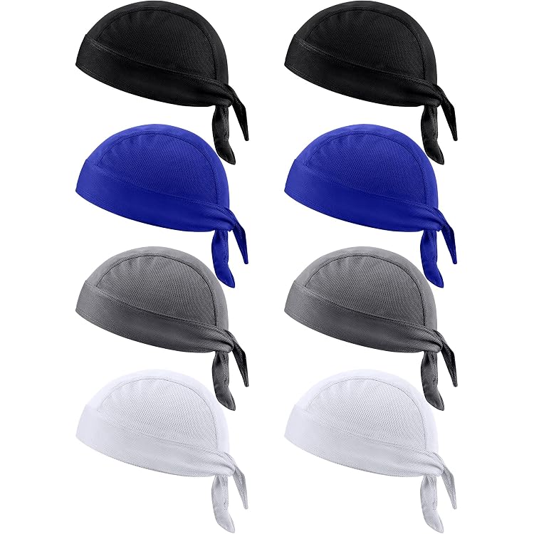 DOCILA 3 Pezzi Do Rags Uomo – Bandana Paisley Con Fodera Per Casco, Traspirante, Taglia Unica, Colori Rosso/Bianco/Nero