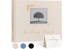 Lanpn Funeral Guest Book for Memorial Service, in Loving Memory Book for Funeral with Table Sign, Funeral Favors Sign in Books with Open Window for Guests Celebration of Life Guest Book, Beige