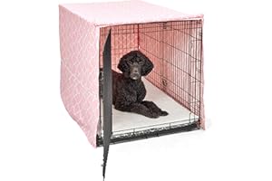 New World Copertura per gabbia per cani di taglia XL con protezione in teflon, in policotone, per la maggior parte delle gabbie da 122 cm, stampa rosa, lavabile in lavatrice, riduce l'abbaiare