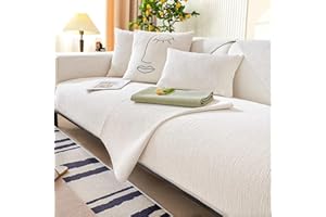 GLUHBIRNEN Narzuta na sofę, narzuta na sofę, pokrowiec na powierzchnię siedziska, antypoślizgowa, struktura w jodełkę, beżowa, B, 90 x 240 cm