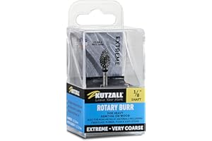 Kutzall Extreme Flame Rotary Burr, 1⁄8" Shaft, Very Coarse- Woodworking Attachment for Dremel, Foredom, DeWalt, Milwaukee. Abrasive Tungsten Carbide, 1⁄4" (6.3mm) Dia. X 1⁄2" (12.7mm) Length FLX-14-EC