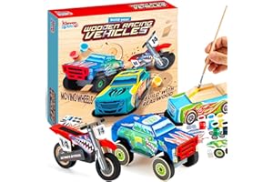 JOYIN Klever Kits Craft Kit Build & Paint Your Own Wooden Race Car Art & Craft Kit DIY Toy Make Your Own Car Truck Toy Construct and Paint Craft Kit Presents