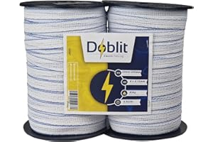 Doblit Poly Tape 20mm Twin Pack | Electrifiable Fence Conductor / Permanent & Portable Fencing Ideal for Horse Paddock and Grazing / 200m / (White)