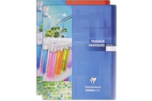 Clairefontaine 980420C Un Cahier Travaux Pratiques Agrafé Koverbook - 24x32 cm - 64 Pages Grands Carreaux 90 g et Unies Blanches 125 g - Couverture Polypro - Couleur Aléatoire